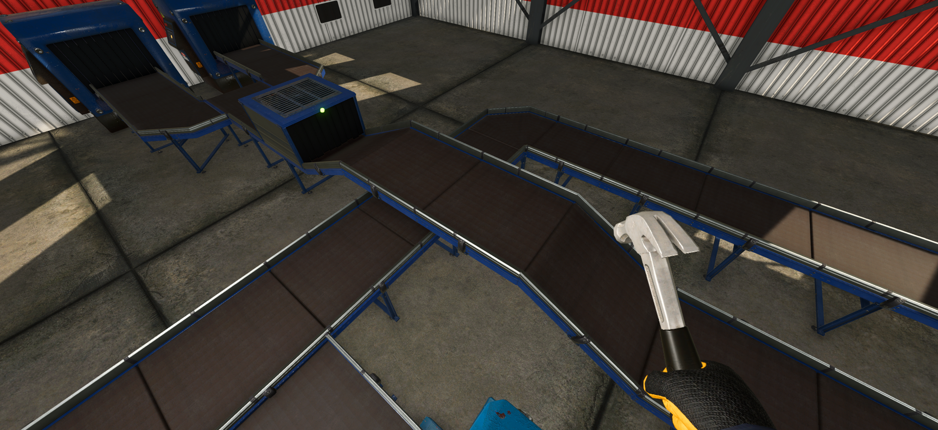 Official v1.0.6 elevated belt scene above the factory floor