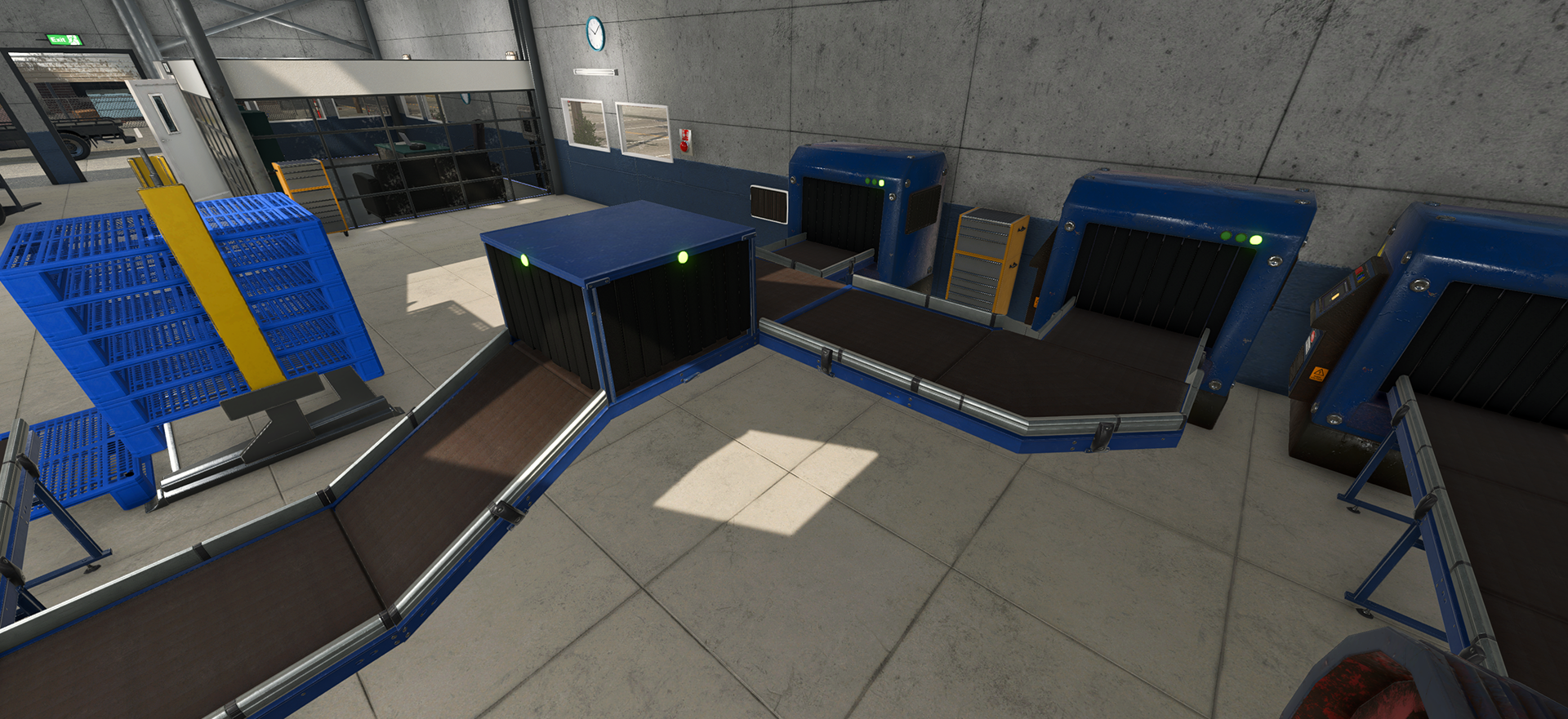 Official v1.0.9 elevated conveyor scene with Merge and Splitter-compatible pieces