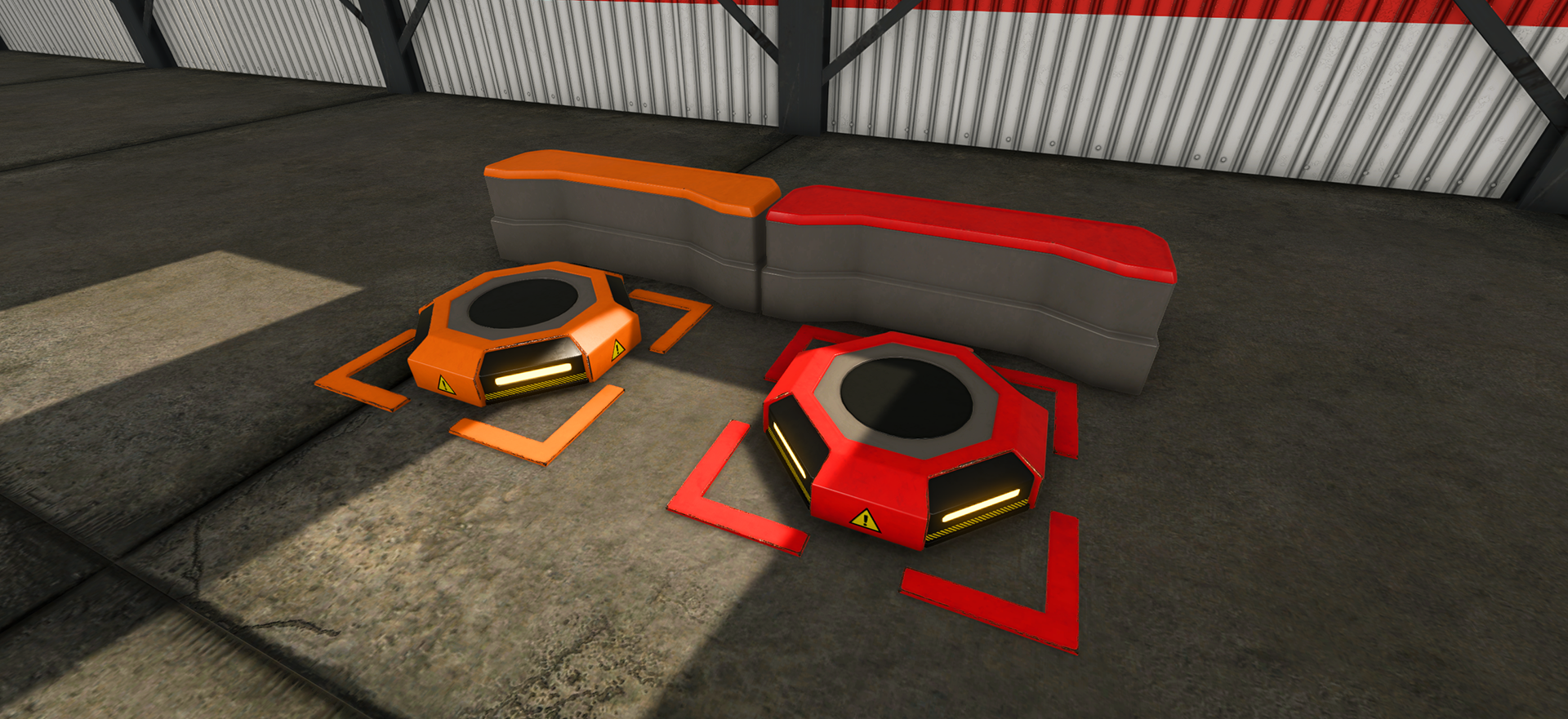 Official orange Warehouse Robot and red Merge Robot