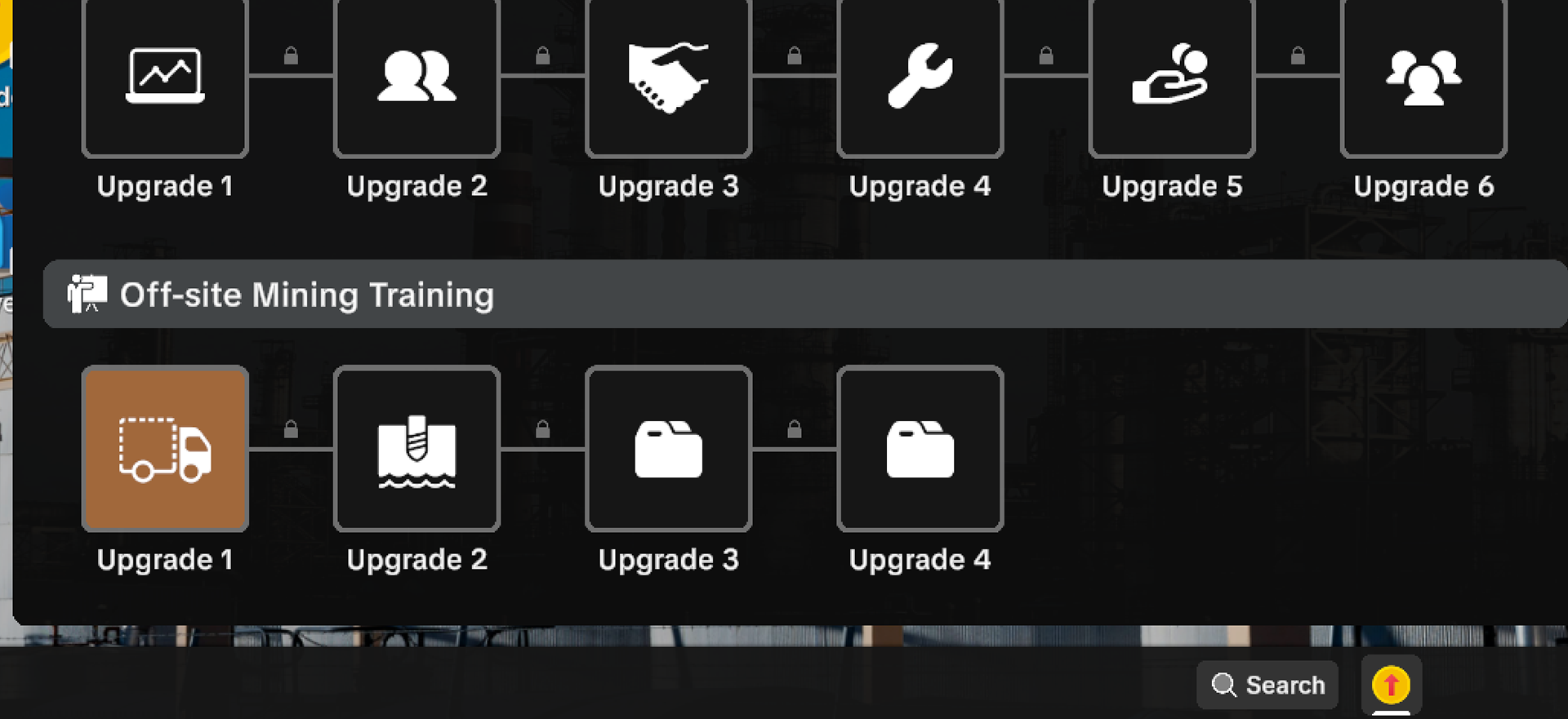 Official Off-Site Mining Training upgrade screen