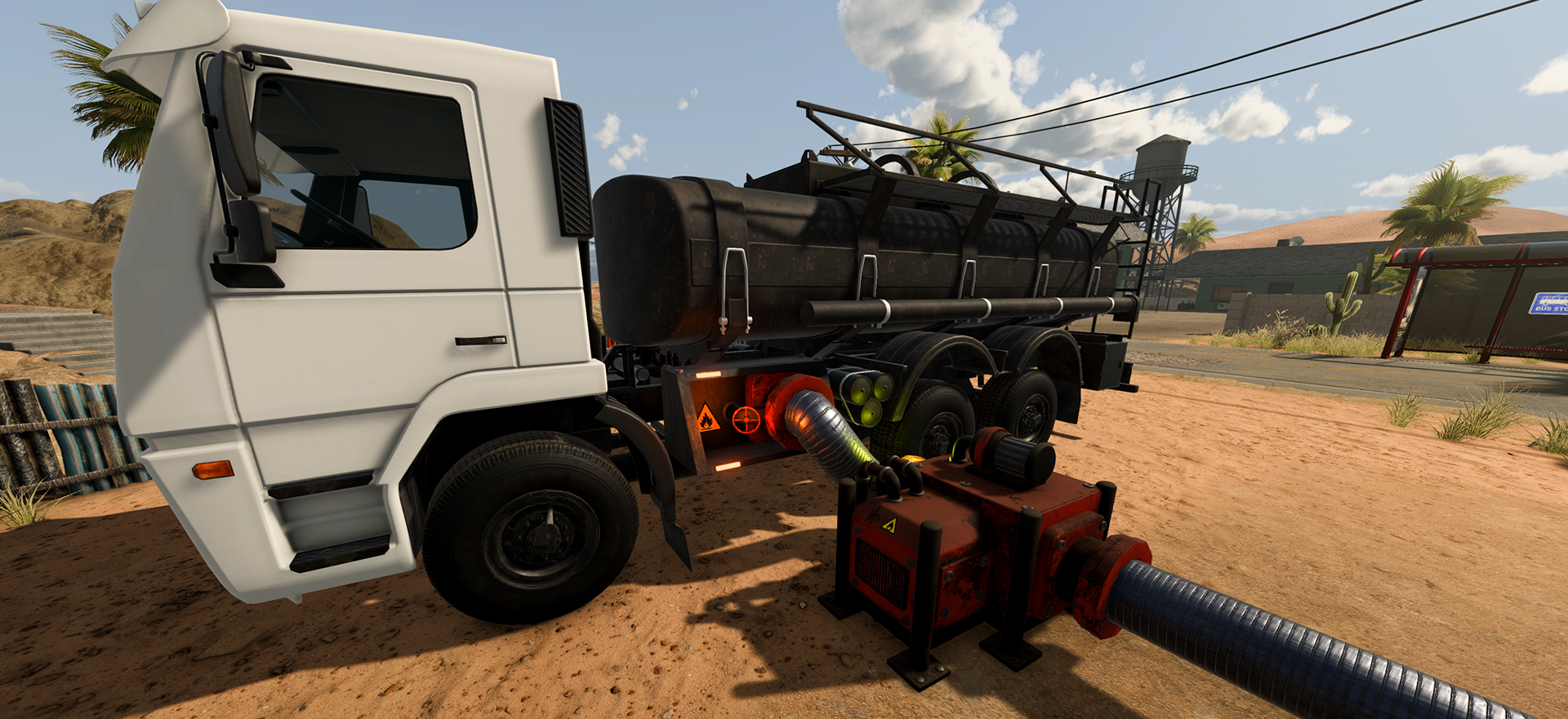 Official Masters of Oil scene with a Tanker Truck and pipe equipment